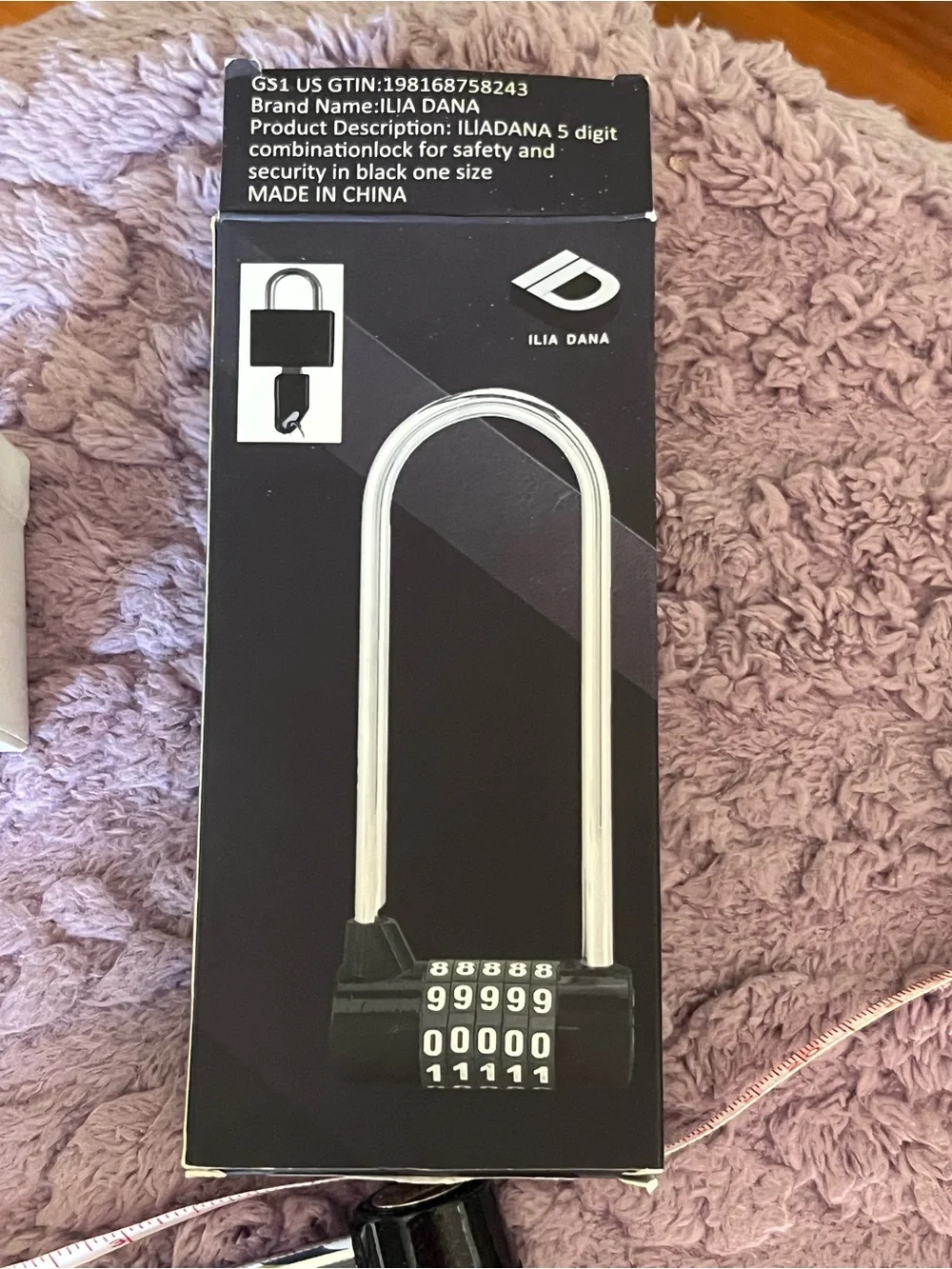 ILIA Long-Shackle Combination U-Lock in Black and Silver